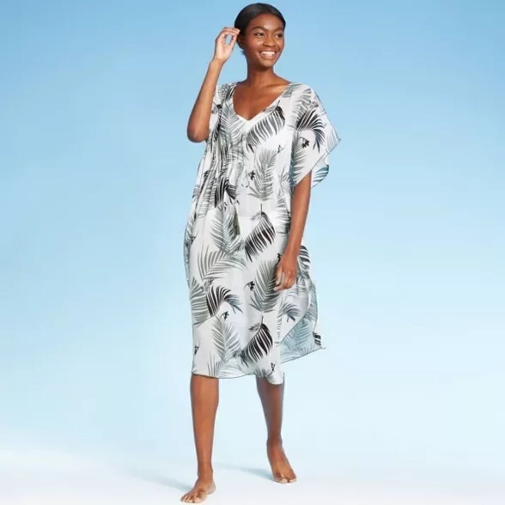 New Botanical Print Midi Swim Suit Coverup M